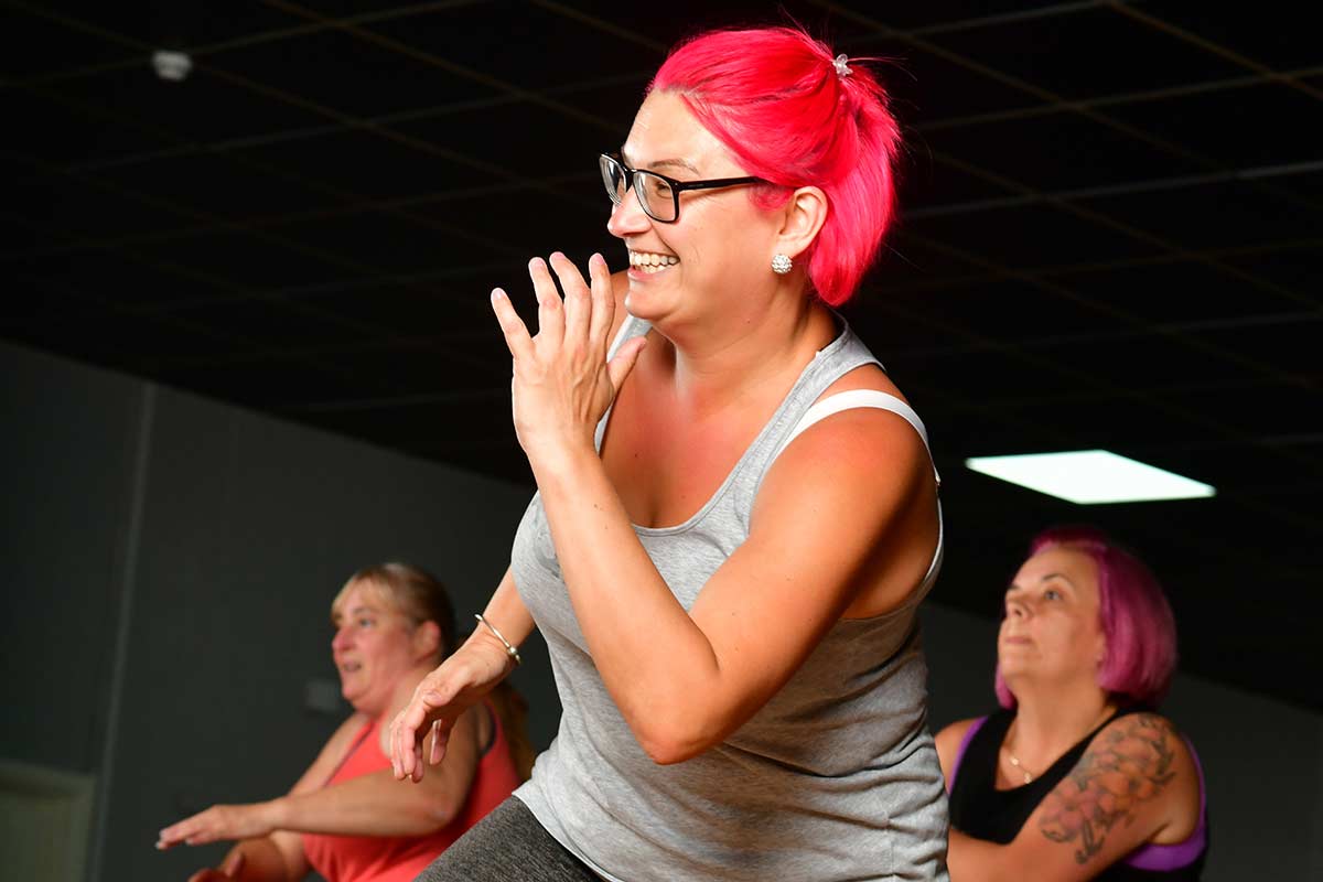 Charlotte working out at a dance fitness class in Hartcliffe.